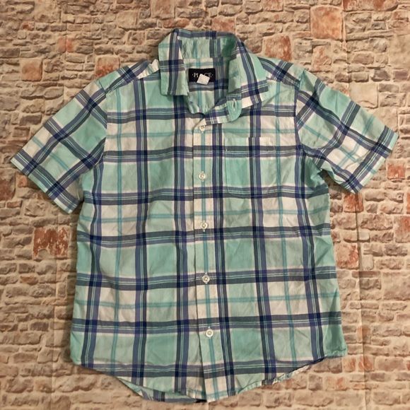 Boy’s Blue Button Down Plaid Shirt - Picture 2 of 3